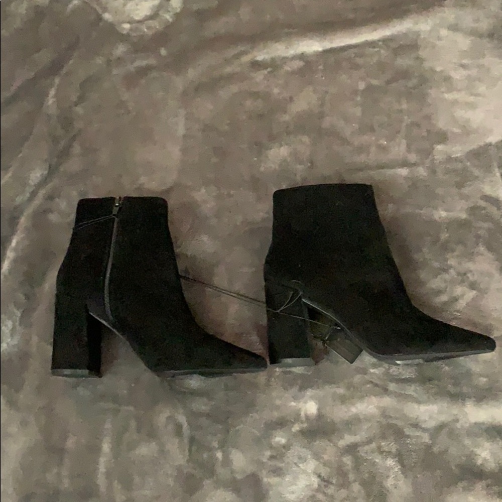 Brand New Black Faux Suede Ankle Boots